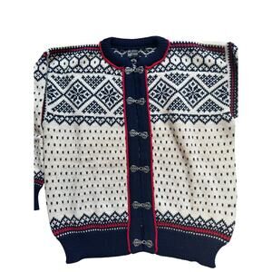 Dale of Norway Men's Wool Sweater L Nordic Cardigan Fair Isle Vintage